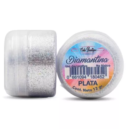 Diamantina Comestible Plateada, 12 Gramos. CHERRY AND CAKE DNTX31