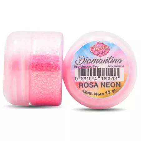 Diamantina Comestible Rosa Neon de 12 Gramos CHERRY AND CAKE DNTX37