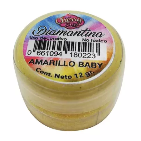 Diamantina Comestible  Amarillo Baby de 12 Gramos CHERRY AND CAKE DNTX02