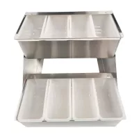 Porta Condimentos Doble de Acero Inoxidable KING METAL CD2TP8