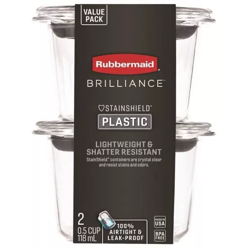 Contenedor Brilliance Cuadrado de 0.5 Tazas, Set de 2 Unidades RUBBERMAID 2183400