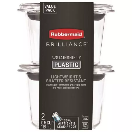 Contenedor Brilliance Cuadrado de 0.5 Tazas, Set de 2 Unidades RUBBERMAID 2183400