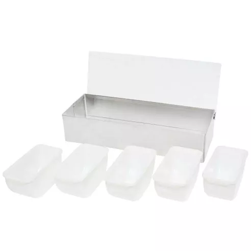 Porta Condimentos de Acero Inoxidable con 5 Compartimientos THUNDER SLCN005