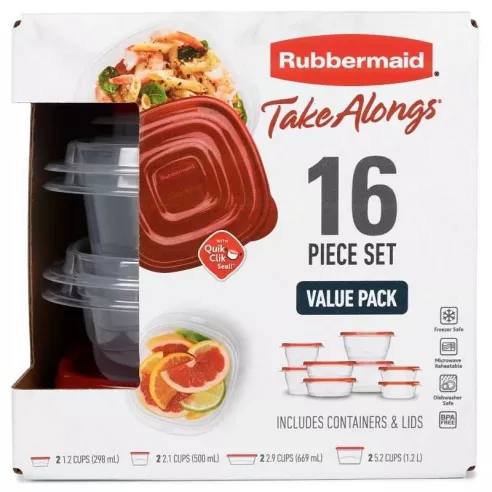 Contendedor de Takealongs, Set 16 Piezas RUBBERMAID 2117373