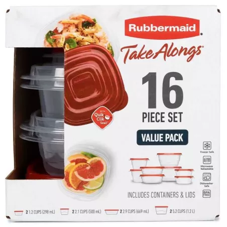 Contendedor de Takealongs, Set 16 Piezas RUBBERMAID 2117373