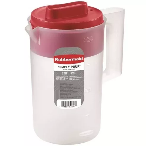 Pichel Translucido con Tapa Roja de 2 Quartos RUBBERMAID 2122587