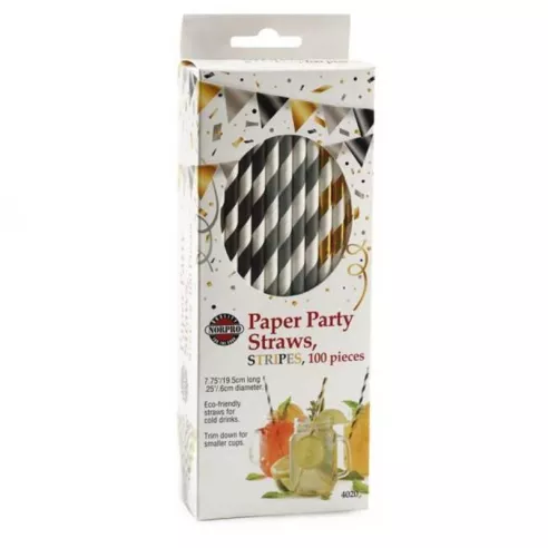 Pajillas de Papel Rayadas, Paquete de 100 Unidades NORPRO 4020