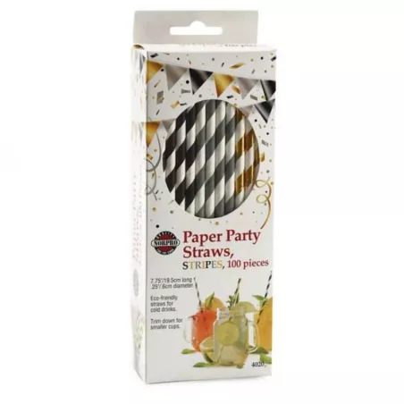 Pajillas de Papel Rayadas, Paquete de 100 Unidades NORPRO 4020