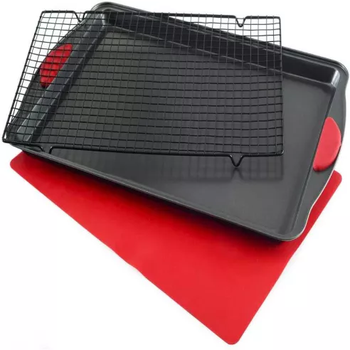 Bandeja con Rejilla y Alfombra de Silicon para Hornear, Set de 3 Unidades NORPRO 3899
