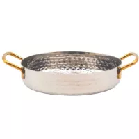Sarten Mini Martillado de Acero Inoxidable con Agarradera Dorada de 6 x1.4 Pulgadas KING METAL MPDH25H