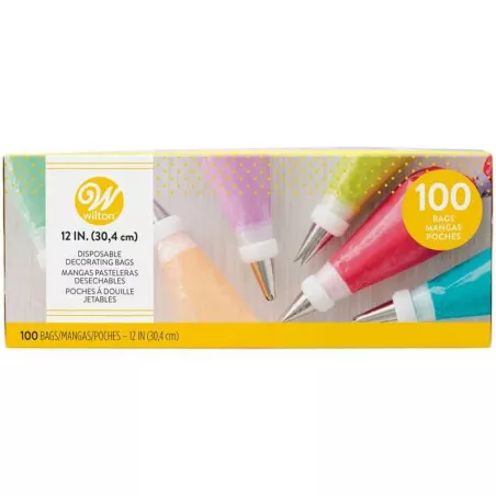 Mangas Pasteleras Desechables de 12 Pulgadas, 100 Unidades. WILTON 2104-1249