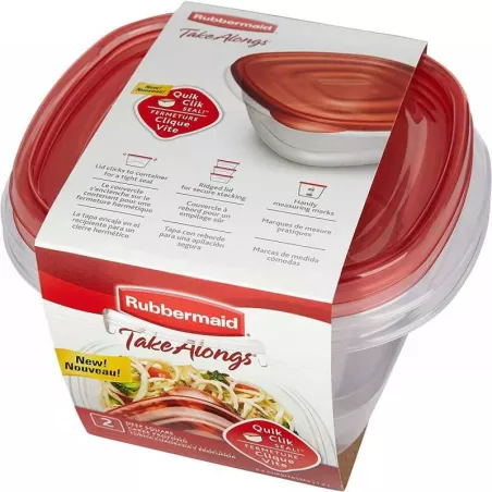 Contenedor Cuadrado Takealongs de 7 Tazas, Set de 2 Piezas  RUBBERMAID 2086749