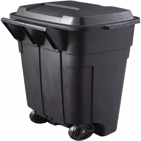 Basurero con Ruedas para Trabajo Pesado de 128.7 Litros, Color Negro RUBBERMAID FG289804BLA