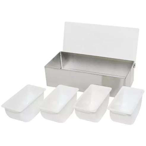 Porta Condimentos de Acero Inoxidable con 4 Compartimientos THUNDER SLCN004