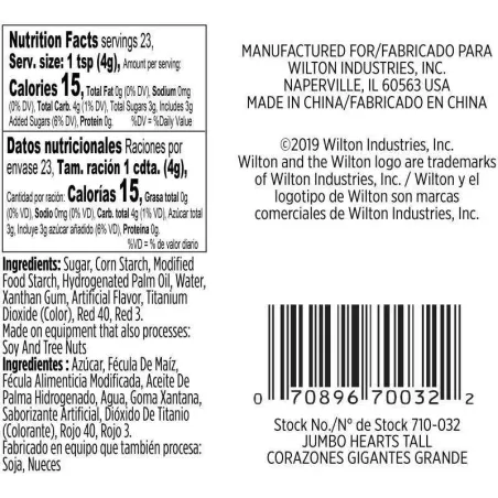 Confitillo de Corazon Jumbo para Decorar, 3.25 Onzas. WILTON 710-032