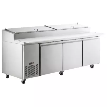 Mesa Refrigerada para Preparacion de Pizza de Acero Inoxidable 3 Puertas 93 Pulgadas U-STAR PICL3-E-HC