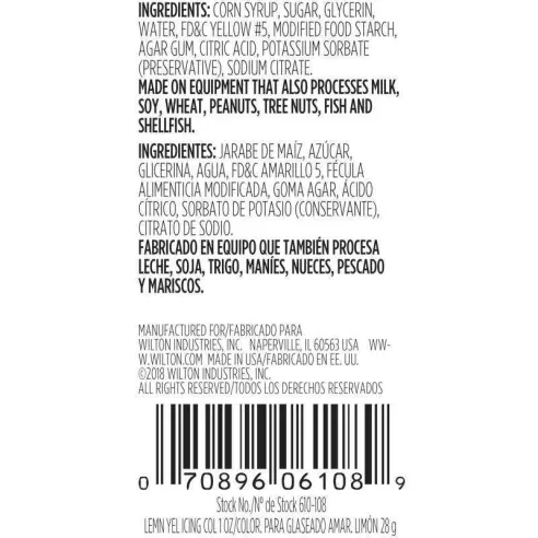 Colorante en Gel para Glaseado Color Amarillo Limon, 1 Onza WILTON 610-108