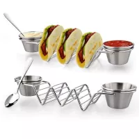 Rack para Tacos de 3 Divisiones de Alambre con Porta Ramekin de 3.5 Onzas KING METAL TRWSH035 2