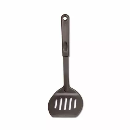 Espatula Volteable de Nylon, Redonda, Ranurada, 13 Pulgadas, Color Negro. NORPRO 905