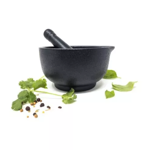 Mortero de Porcelana de 6 Pulgadas de Color Negro NORPRO 6922