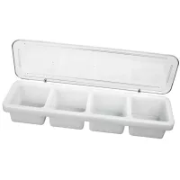 Porta Condimentos Plastico de 4 Cavidades, Color Blanco. THUNDER PLBC004P
