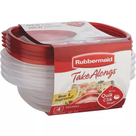 Contenedor Cuadrado Takealongs de 2.9 Tazas, Set de 4 Piezas  RUBBERMAID 2086751