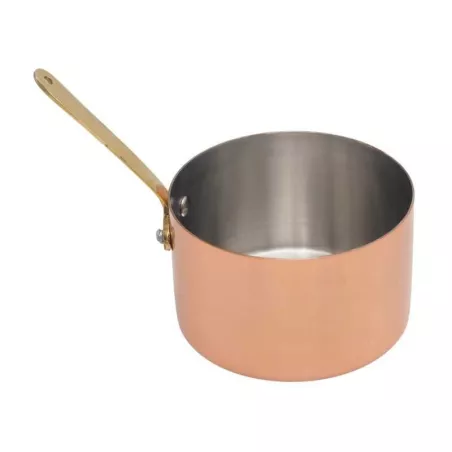 Olla Salsera Mini de Laton con Mango de 12 x 7.5 Centimetros de Color Cobre KING METAL SPM12CB