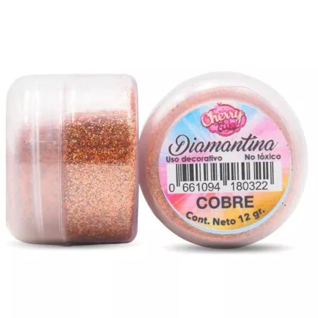 Diamantina Comestible Color Cobre con Naranja, 8 Gramos CHERRY AND CAKE DNTX17