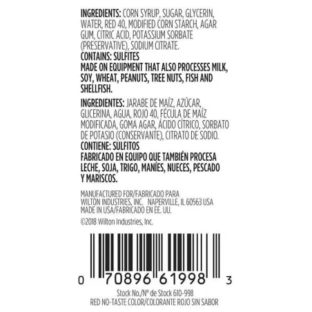 Colorante en Gel para Glaseado Color Rojo, 1 Onza WILTON 04-0-0048