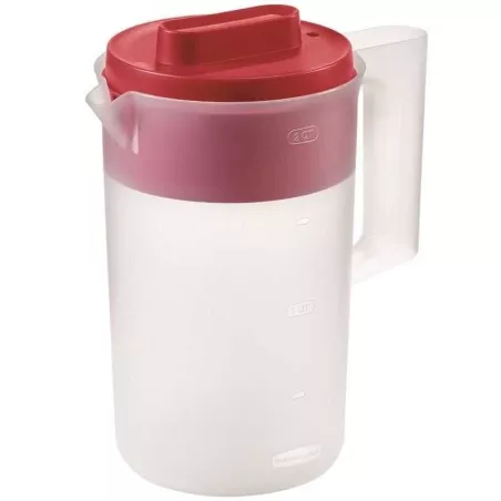 Pichel Translucido con Tapa Roja de 2 Quartos RUBBERMAID 2122587