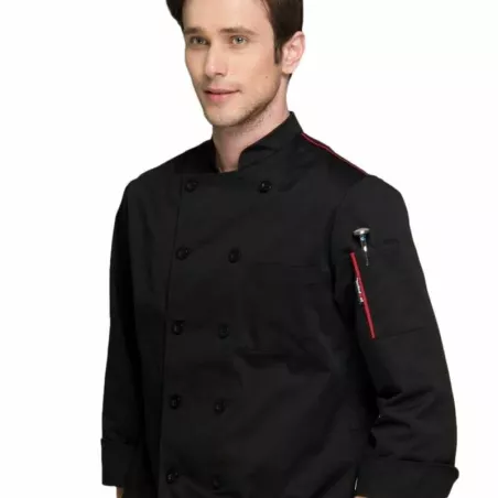 Gabacha para Chef con Abotonadura Doble, Manga Larga, Talla XXL, Color Negro CHECKEDOUT U127C0104A-XXL