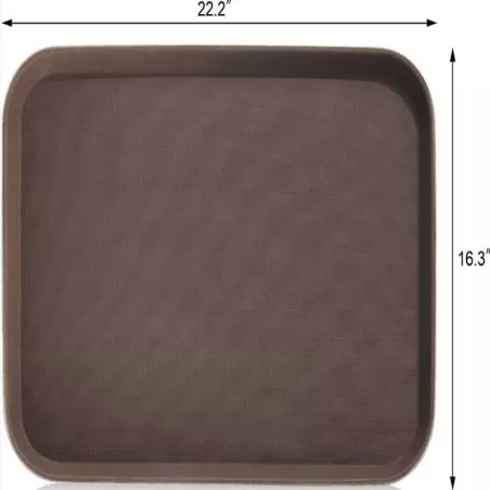 Azafate Antideslizante Rectangular de Polipropileno de 16 x 22 Pulgadas, Color Cafe  MASTER CHEF JW-R1622PBR