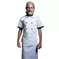 Gabacha Blanca con Cuello y Botones Negros de Manga Corta y Talla M CHECKEDOUT W104D0281A-M