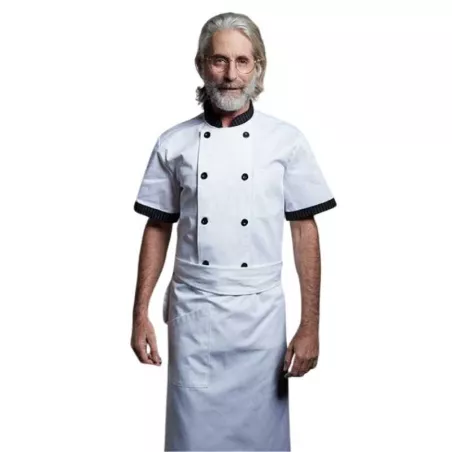 Gabacha Blanca con Cuello y Botones Negros de Manga Corta y Talla M CHECKEDOUT W104D0281A-M