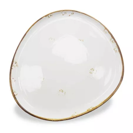 Plato Triangular de Porcelana Blanco con Borde Dorado11 Pulgadas ARNI C1410-SC01