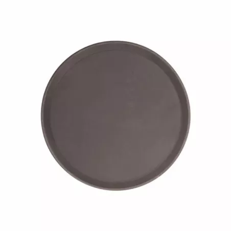 Azafate Antideslizante Redondo de Fibra de Vidrio de 11 Pulgadas, Color Cafe THUNDER PLFT1100BR