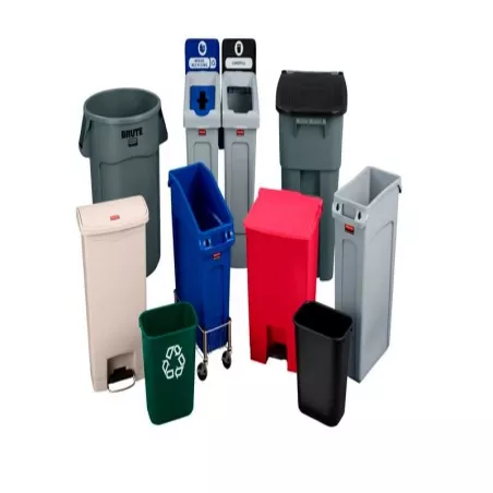 Basurero Rollout con Ruedas de 65 Galones de Color Gris RUBBERMAID FG9W2100GRAY