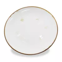 Plato Redondo Coupe de Porcelana Blanco con Borde Dorado 8 Pulgadas ARNI CS0023-SC01