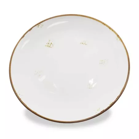 Plato Redondo Coupe de Porcelana Blanco con Borde Dorado 8 Pulgadas ARNI CS0023-SC01