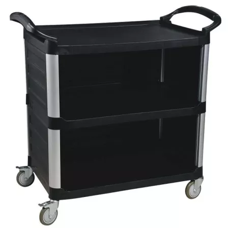 Carro de Servicio Cerrado Negro de 3 Estantes MASTER CHEF JW-SED