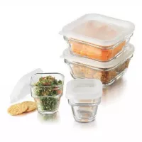 Contenedor Cuadrado de Vidrio con Tapa, Set 8 Piezas CRISA B375/1718850