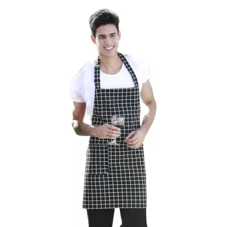 Delantal Peto 3/4 1 Bolsillo Cuadros Negros CHECKEDOUT U304S9800Q