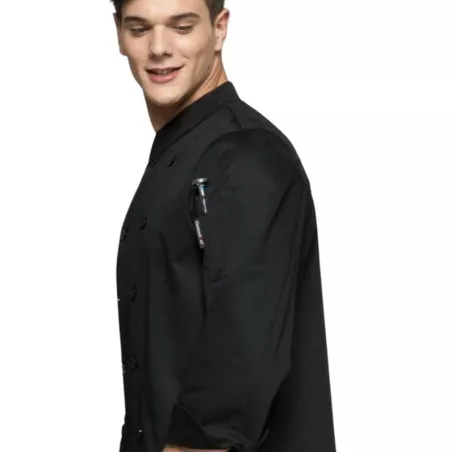 Gabacha, Ambos Generos, Abotonadura Doble, Negra, Manga Larga, Talla M CHECKEDOUT U142C0100A-M