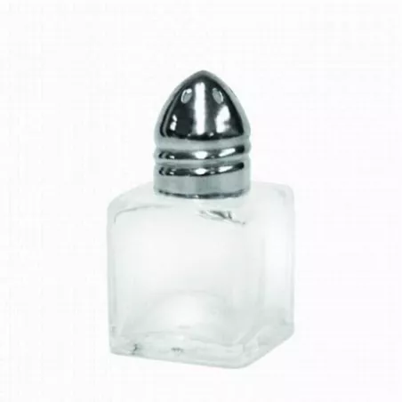 Salero en Forma de Cubo de Vidrio de 1/2 Onza con Tapa de Acero Inoxidable THUNDER GLTWCC005