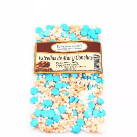 Confitillo con Diseno de Estrellas de Mar, Conchas y Perlas, 100 Gramos, Color Variado MAGIC COLORS 7443006008435