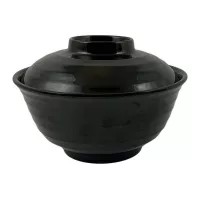 Bowl para Sopa Miso con Tapa de 10 Onzas, Color Negro con Rojo THUNDER 3222JBR