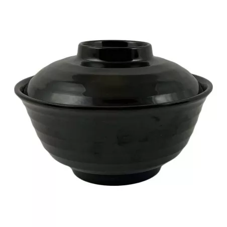 Bowl para Sopa Miso con Tapa de 10 Onzas, Color Negro con Rojo THUNDER 3222JBR