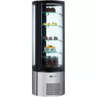 Vitrina Refrigerada Redonda de 68 x 175 Centimetros, Color Negro QUANTUM PRO RDC400