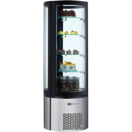 Vitrina Refrigerada Redonda de 68 x 175 Centimetros, Color Negro QUANTUM PRO RDC400