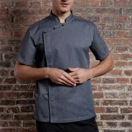 Gabacha Cruzada Manga Corta, Talla 3XL, Color Gris  CHECKEDOUT CU1107D5900A-3XL